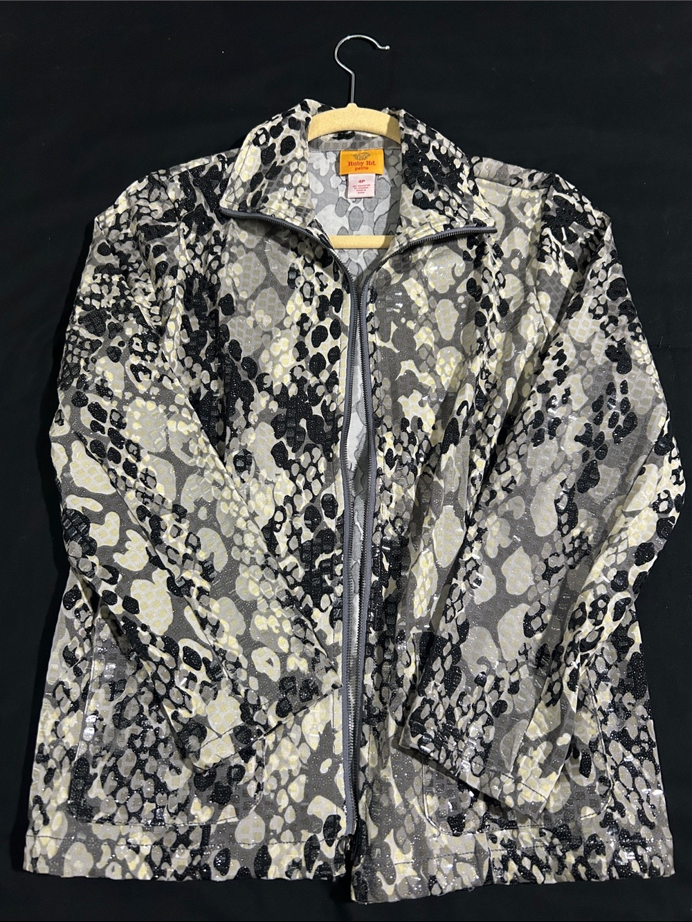 Ruby Rd. Women's Black & Gray Animal-Print Bomber Jacket